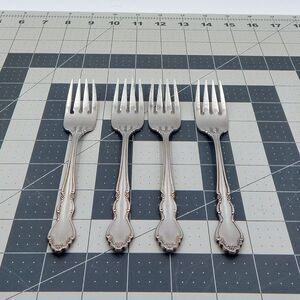 Oneida DOVER Dessert Salad Forks Heirloom Cube Stainless Flatware Glossy Set/4